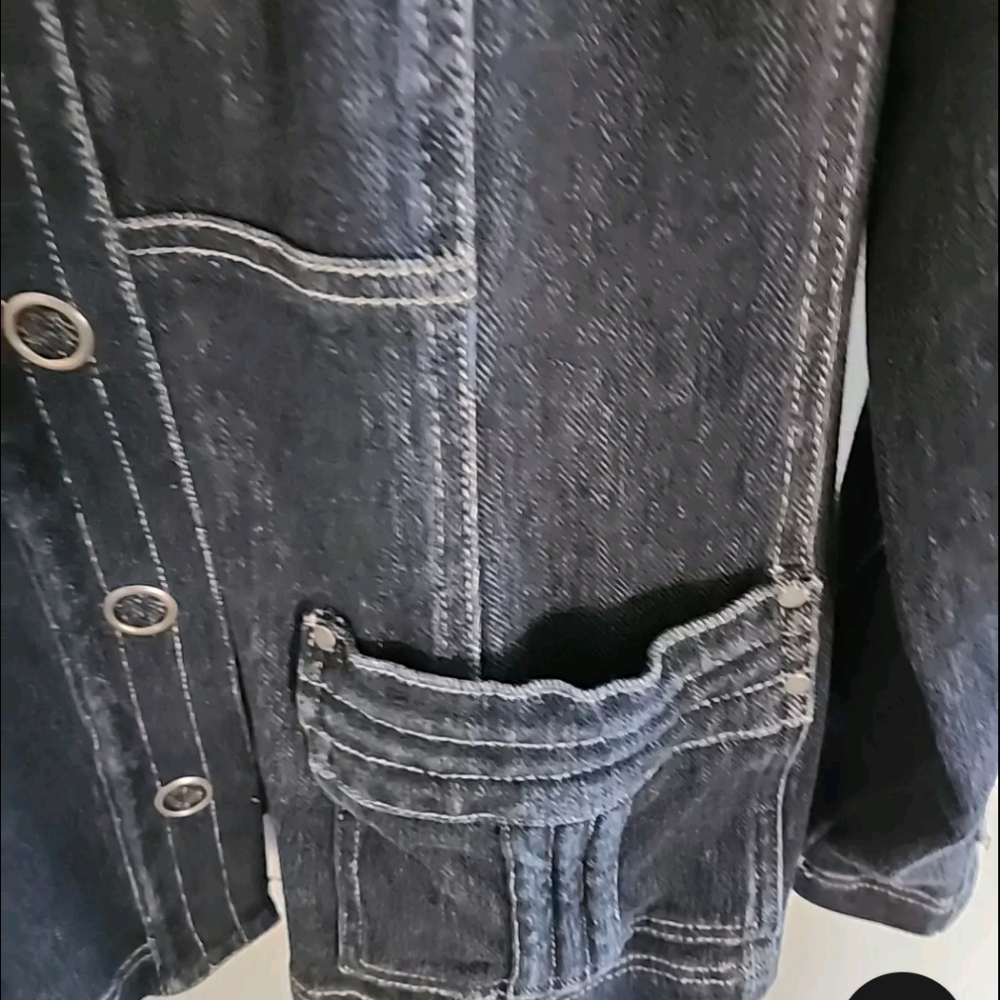 Vintage 90s Coldwater Creek Native American Design Crop Denim Jacket - Picture 5 of 10